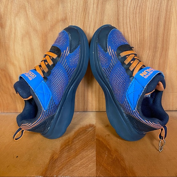 KIds 11 Skechers Go Run Blue Orange Sneakers SEF0263 - Picture 6 of 9
